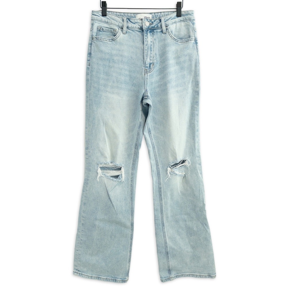 Vervet Jeans Women 28 Light Wash Distressed High Rise Wide Leg Grunge Streetwear